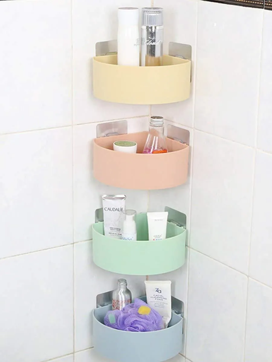 1099 Plastic Multipurpose Kitchen Bathroom Shelf Wall Holder Storage Rack