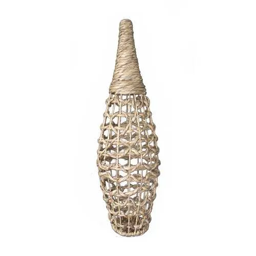 12" X 12" X 38" Natural Water Hyacinth Water Hyacinth Woven Floor Vase