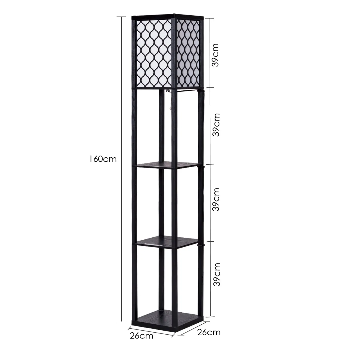 160 cm Floor Lamp with 3-Tier Shelf for Room Decoration