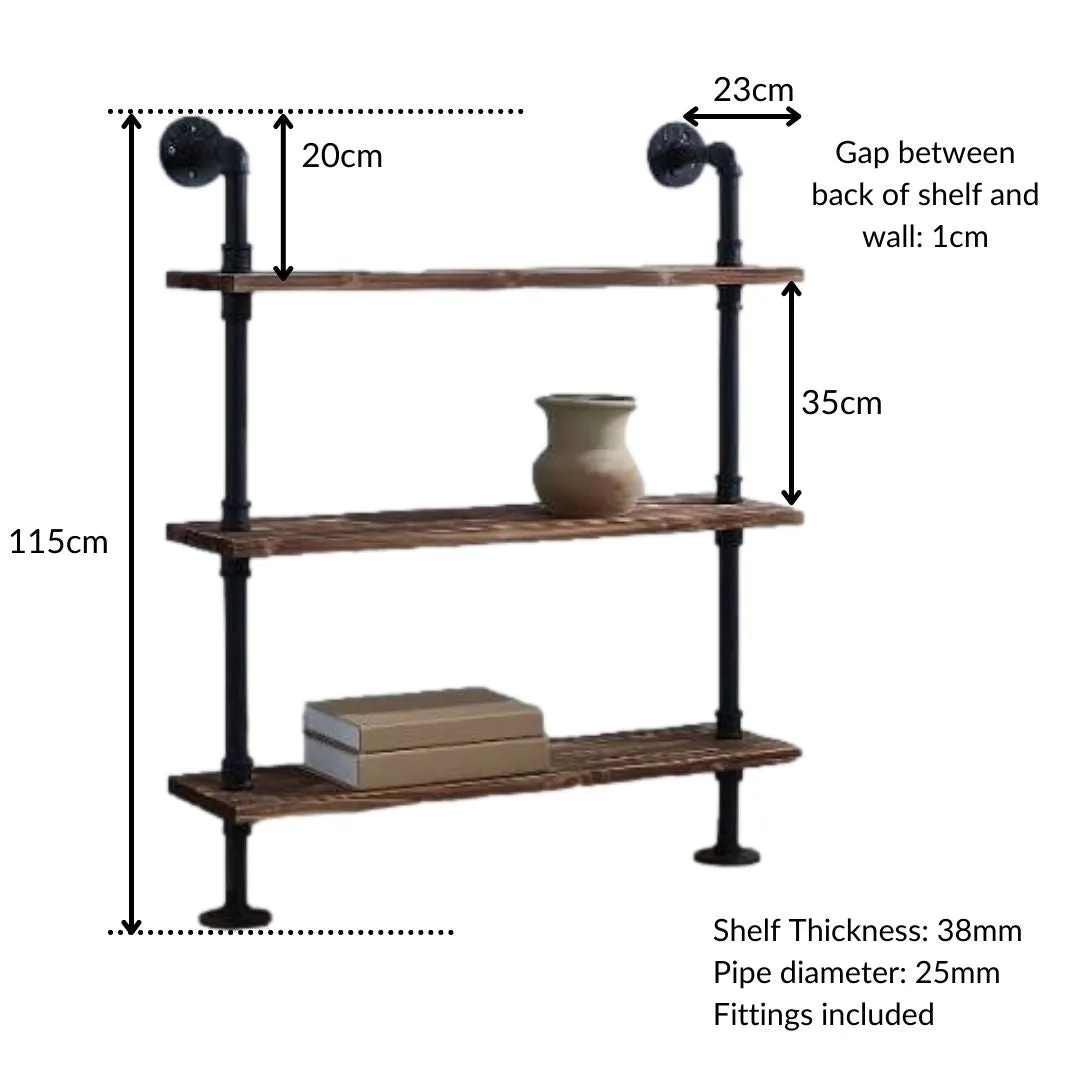 3 Shelf Pipe Shelving Unit - Floor Mounted