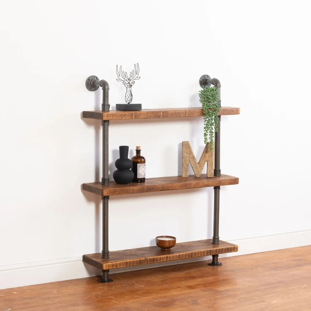 3 Shelf Pipe Shelving Unit - Floor Mounted