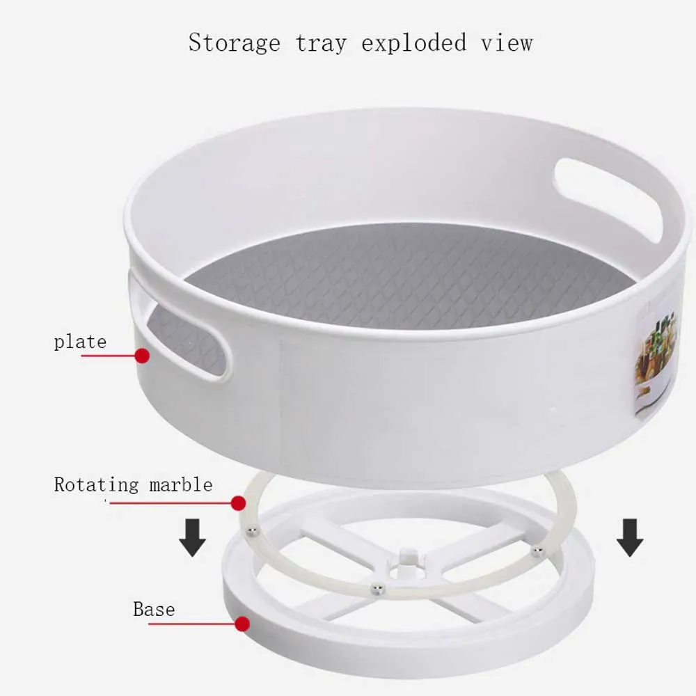 360 Rotating Kitchen Storage Tray (Off White)