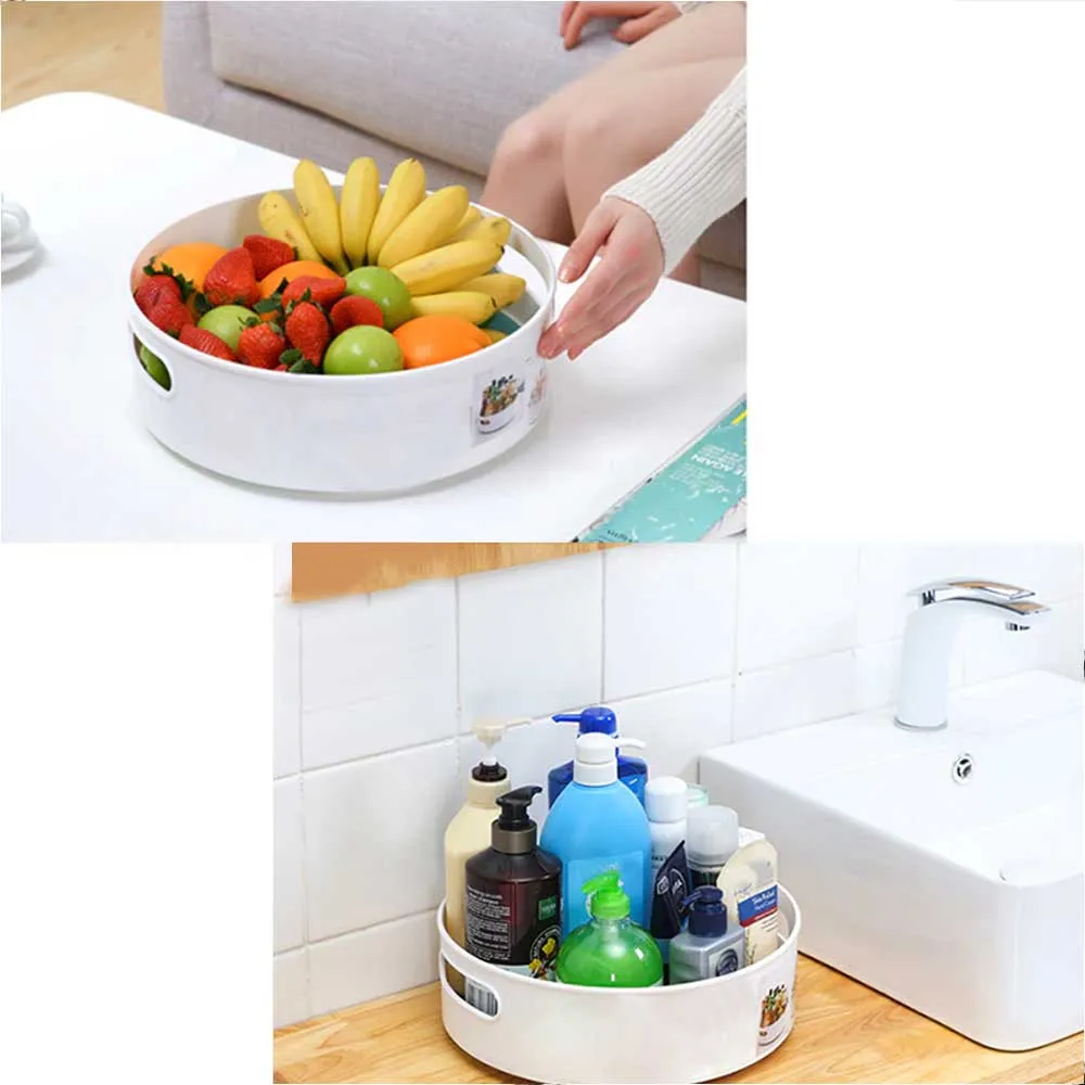 360 Rotating Kitchen Storage Tray (Off White)