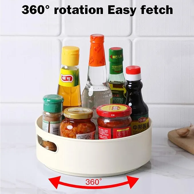 360 Rotating Kitchen Storage Tray (Off White)