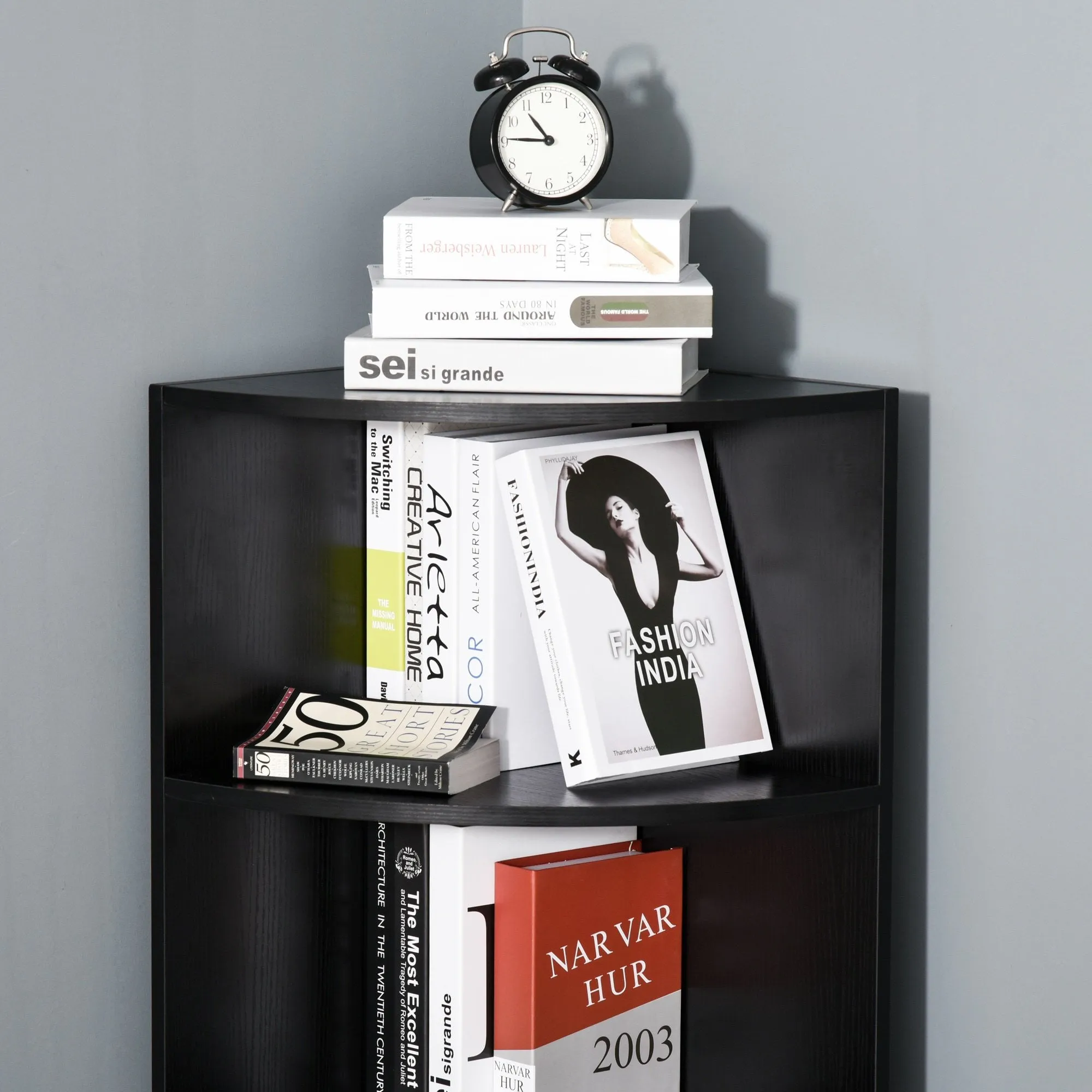 4-Tier Bookshelf, 120H cm-Black