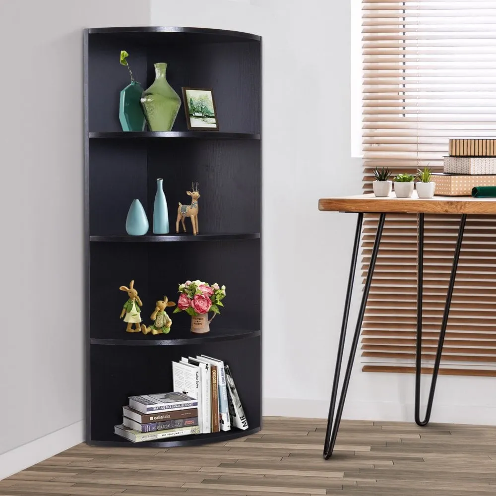 4-Tier Bookshelf, 120H cm-Black