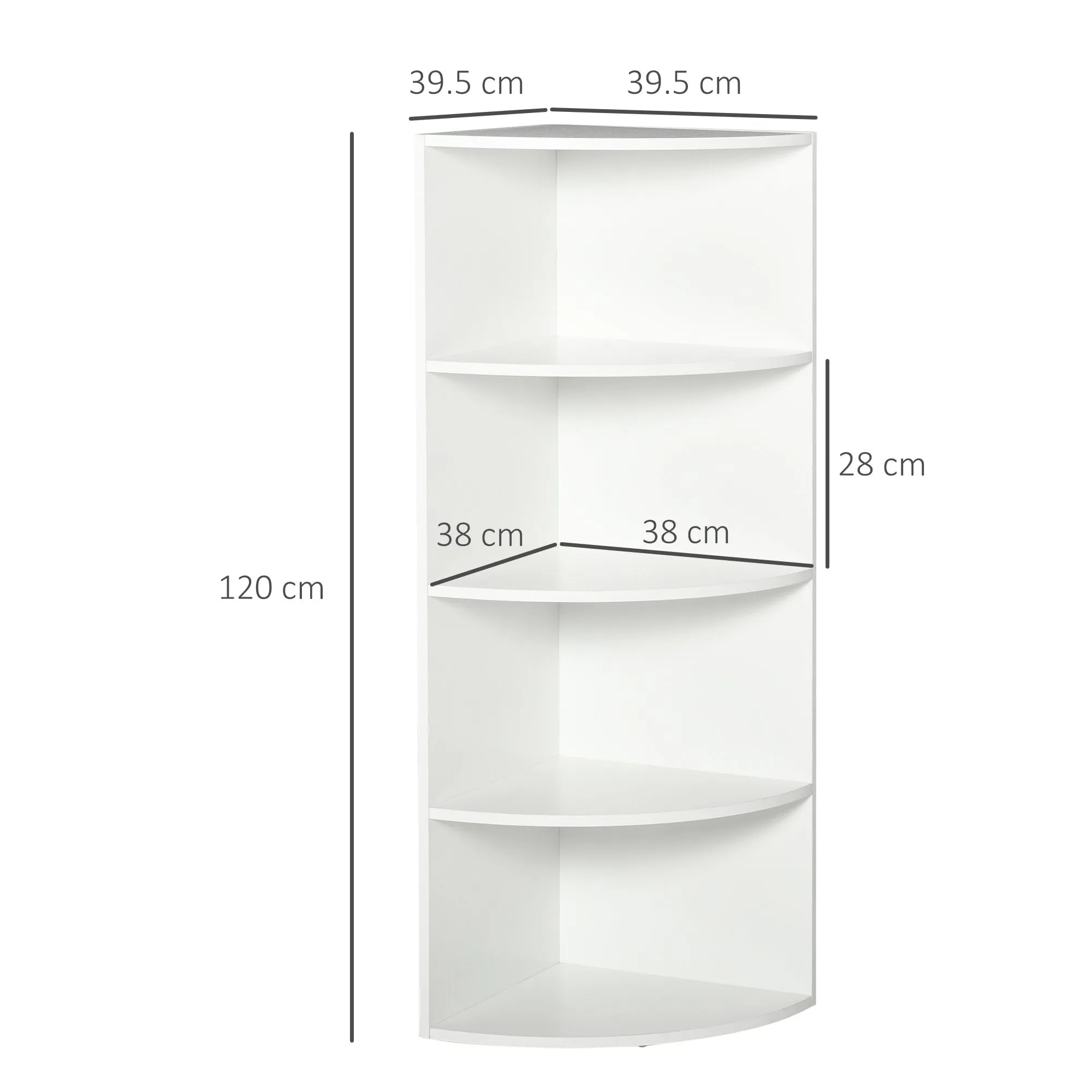 4-Tier Bookshelf, 120H cm-White