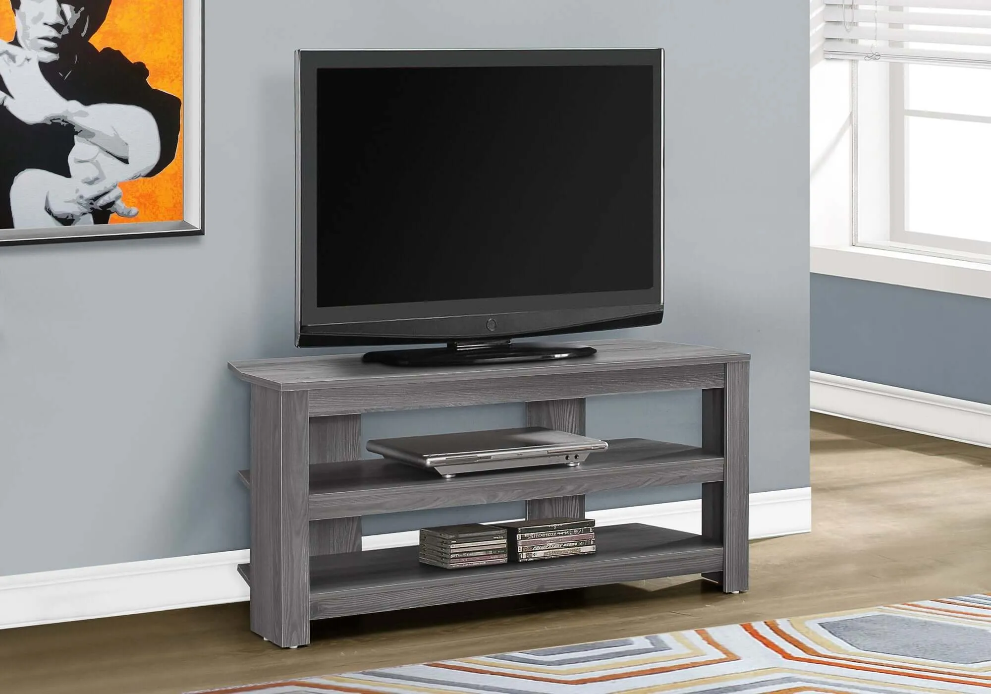 42"L Grey Corner Tv Stand