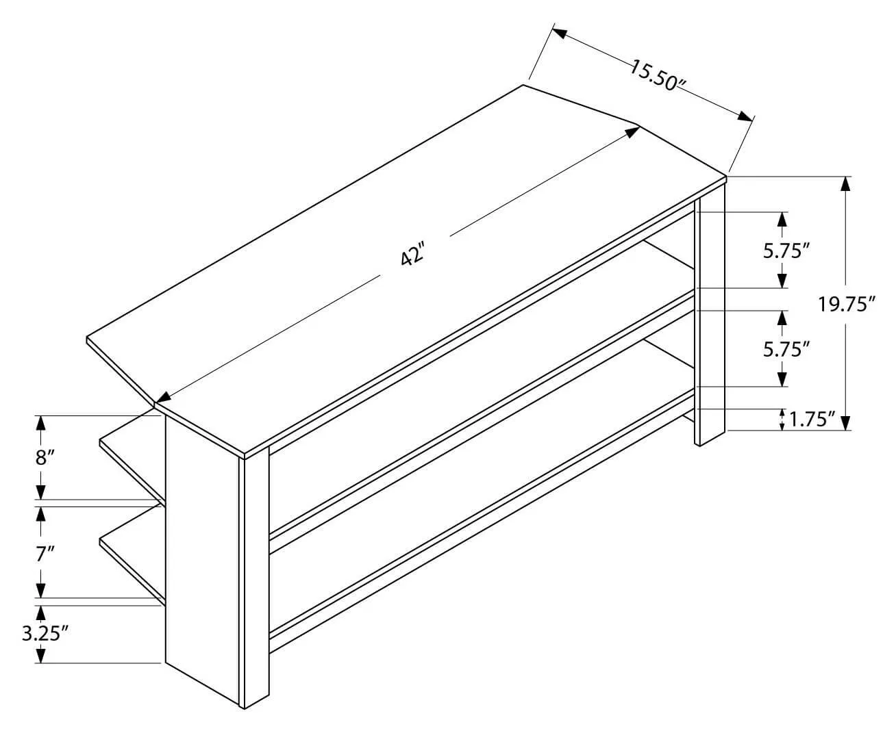 42"L Grey Corner Tv Stand