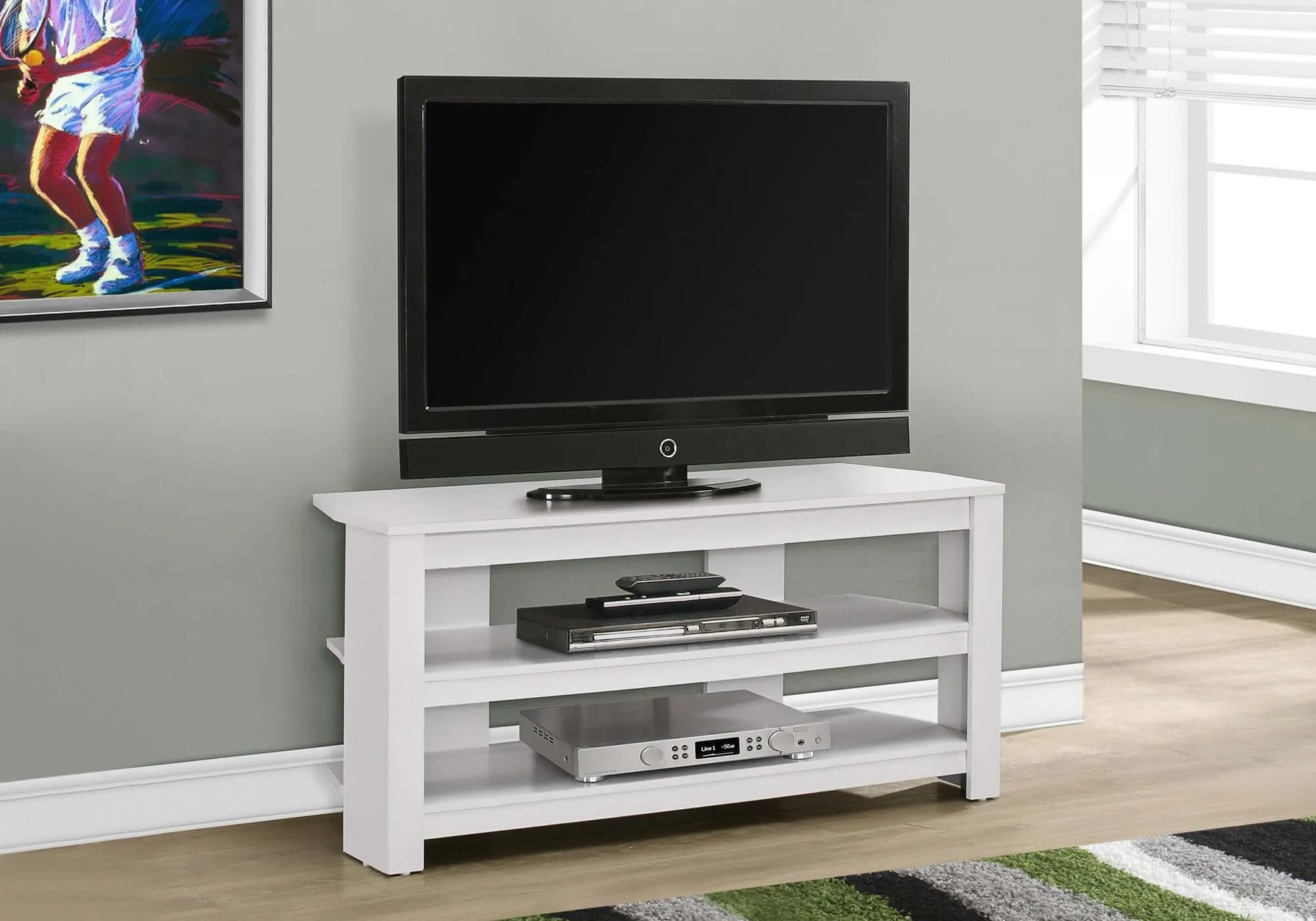 42"L White Corner Tv Stand