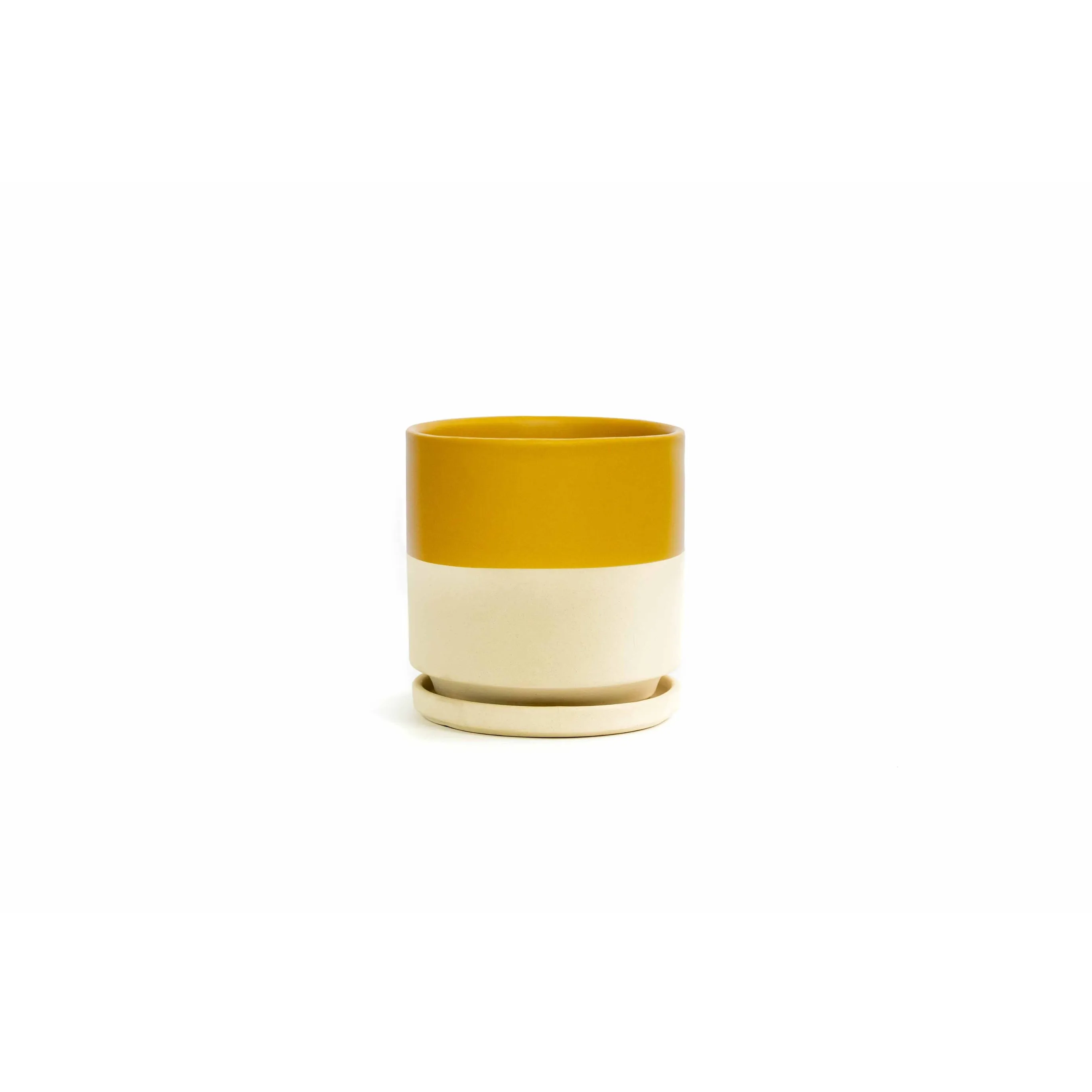 4.5" Top Half Mustard Gemstone Cylinder Pot