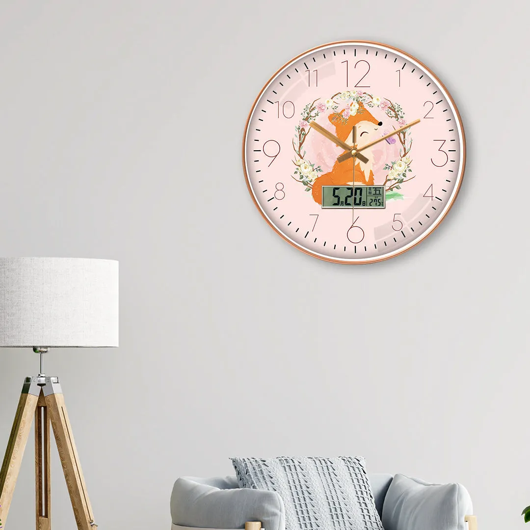 Adorable fox wall clock