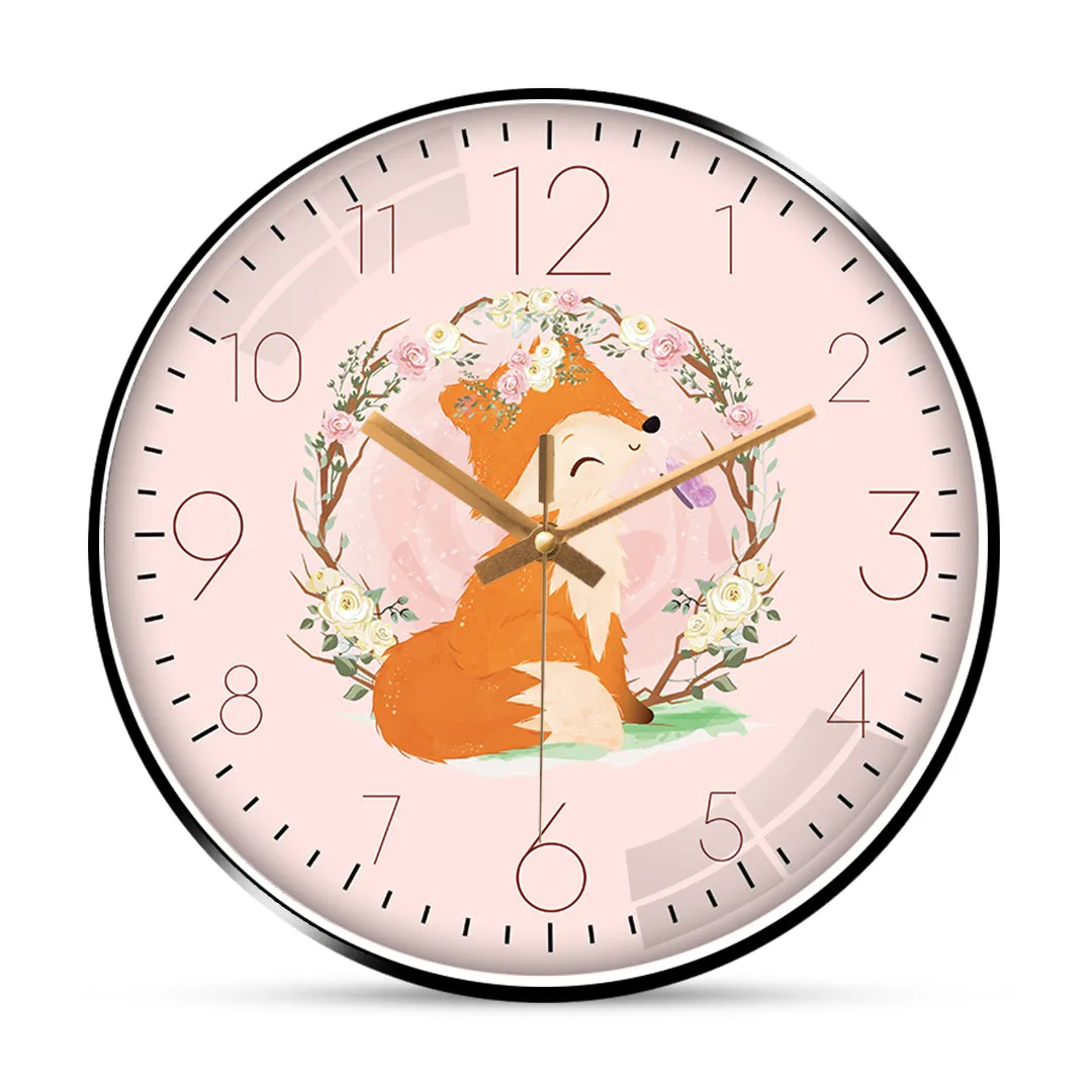 Adorable fox wall clock