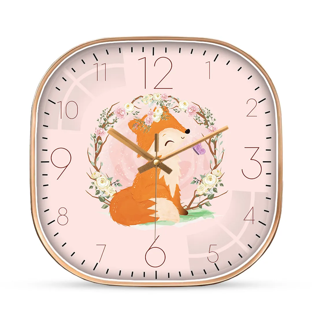 Adorable fox wall clock