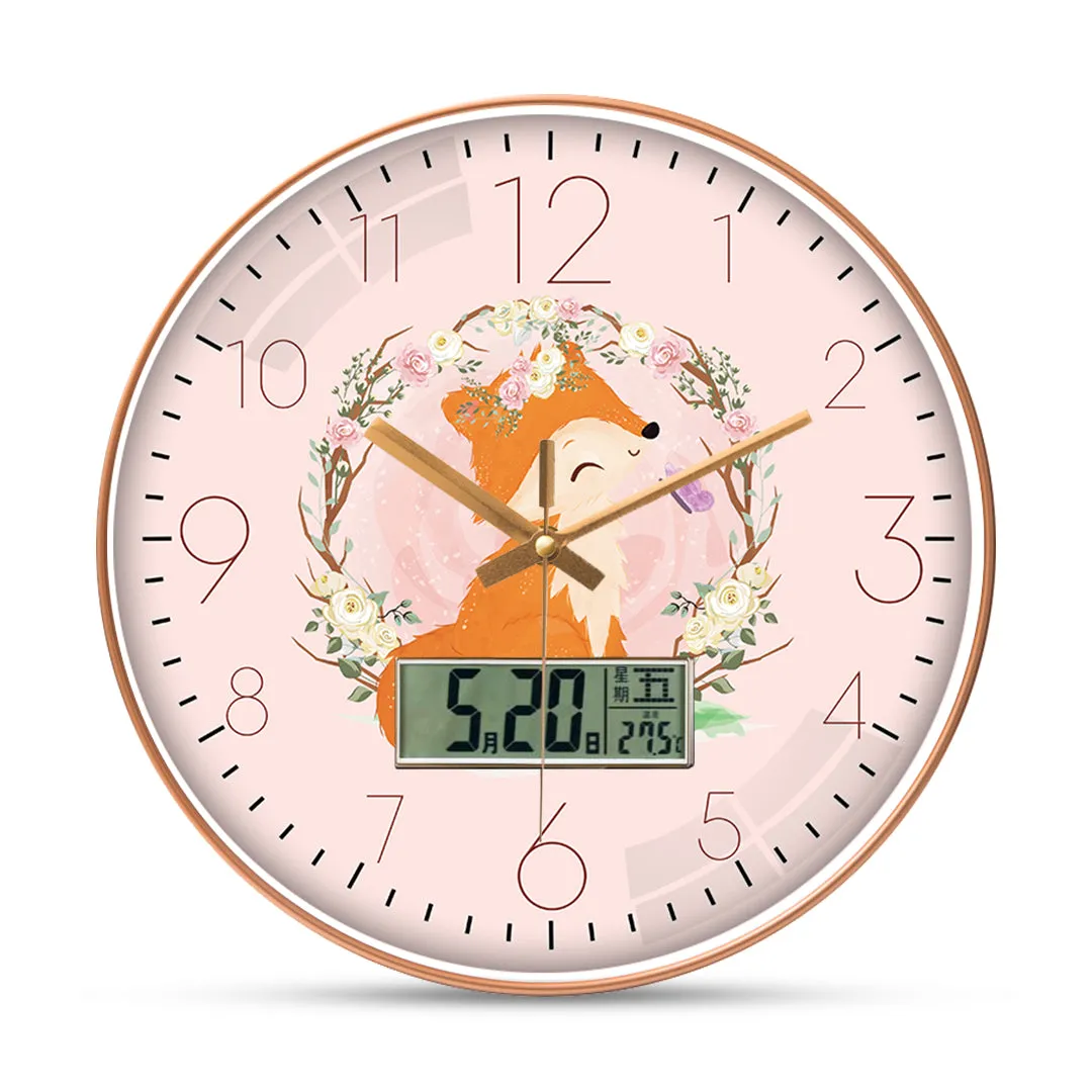 Adorable fox wall clock