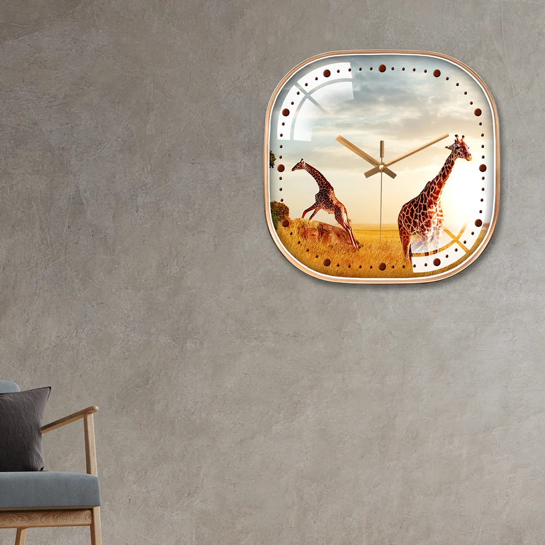 African giraffe wall clock