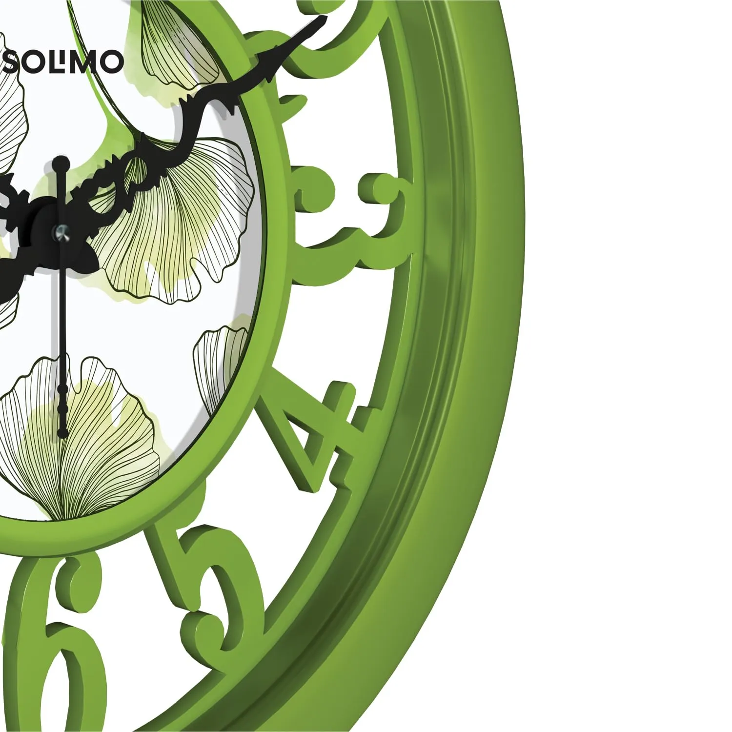 Amazon Brand - Solimo 14-inch Classic & Modern and Stylish Silent Movement Large Numbers Wall Clock - Parrot Green