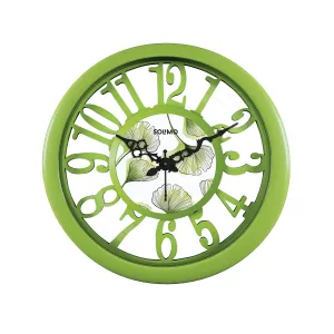 Amazon Brand - Solimo 14-inch Classic & Modern and Stylish Silent Movement Large Numbers Wall Clock - Parrot Green