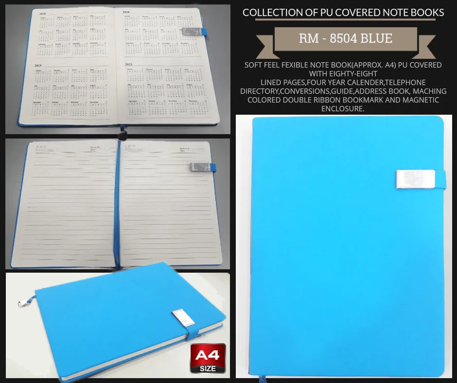 AMS-RM-8504 - LIGHT BLUE - A4 size - Soft touch Notebooks