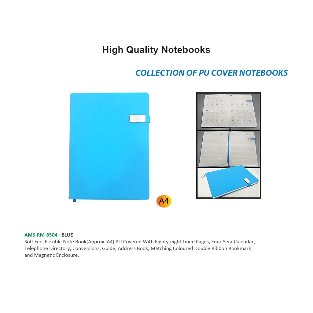 AMS-RM-8504 - LIGHT BLUE - A4 size - Soft touch Notebooks