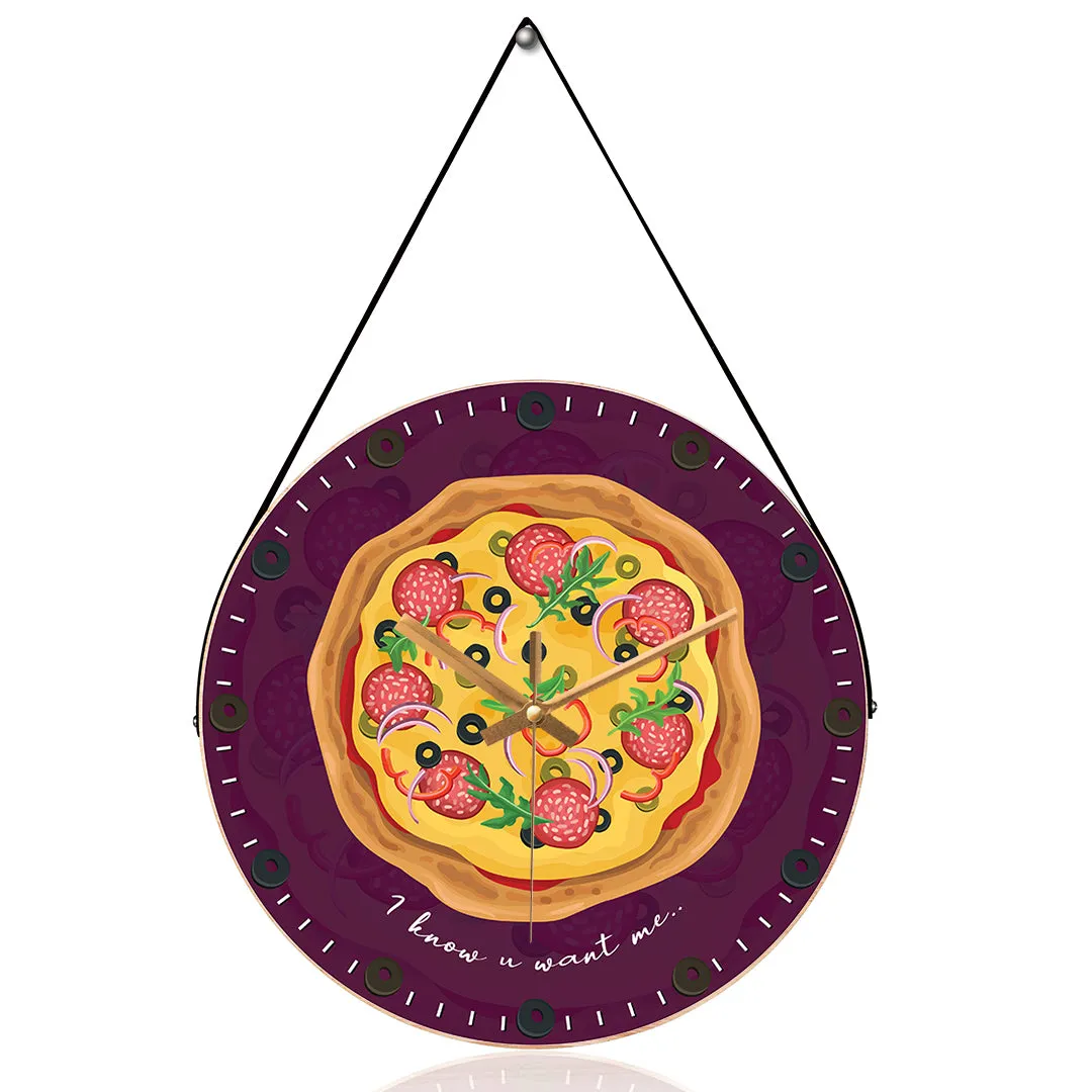 Appetizing pizza quote wall clock