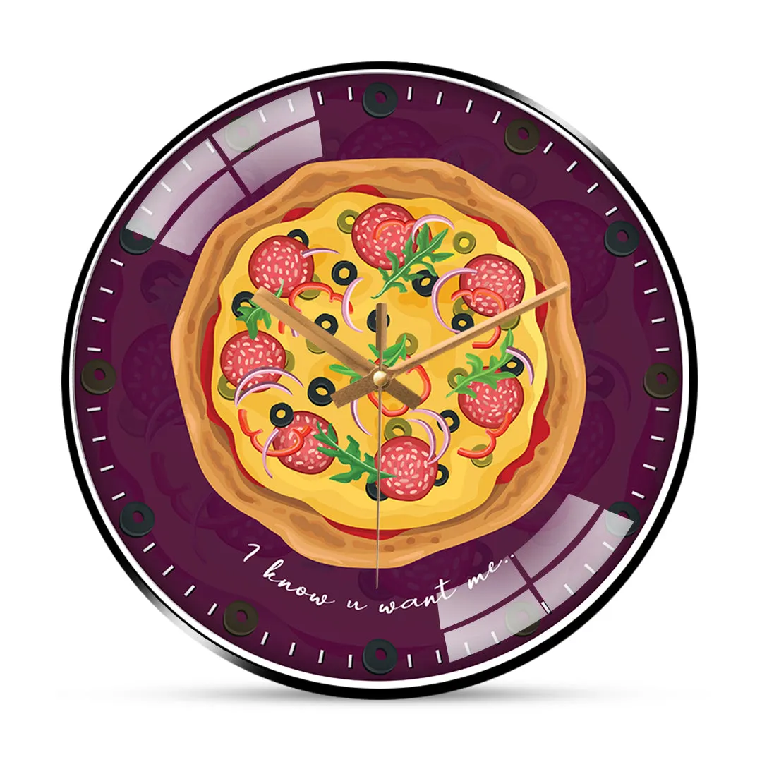 Appetizing pizza quote wall clock