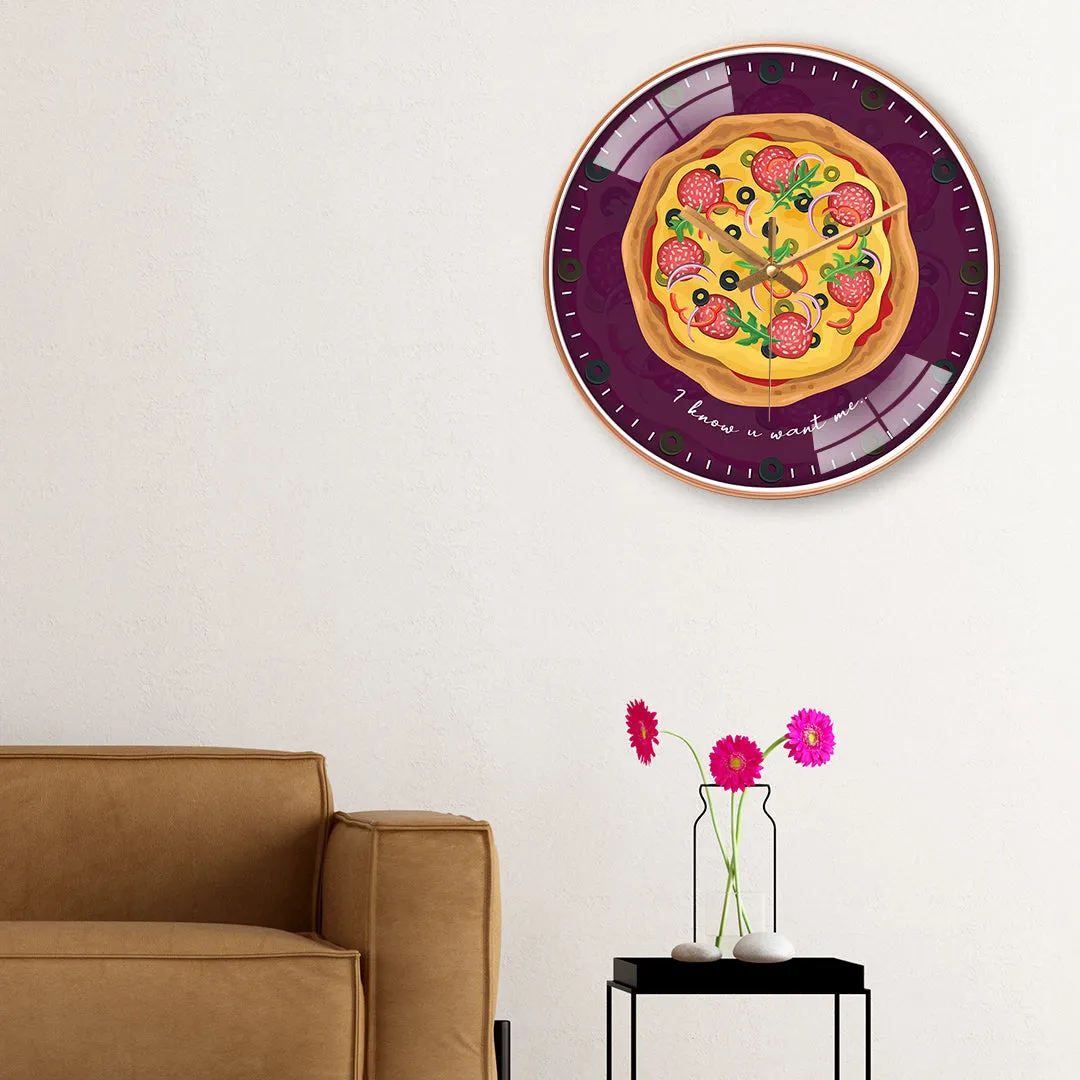 Appetizing pizza quote wall clock