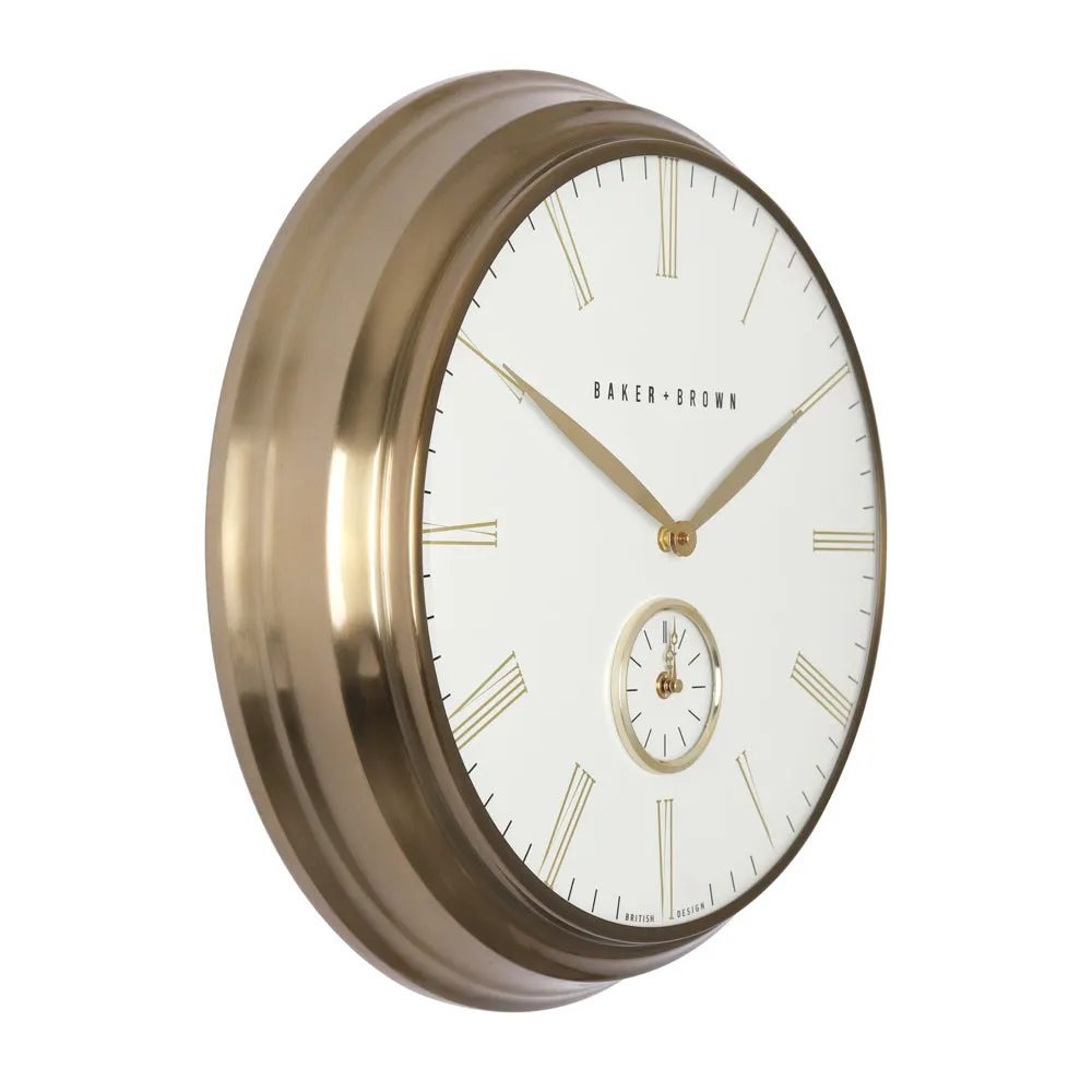 Baker and Brown Clock White/Brass