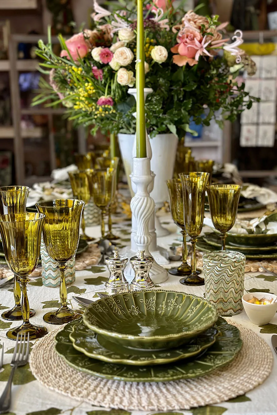 Bernadette's Falling Flower Green Oval Platter, 46cm