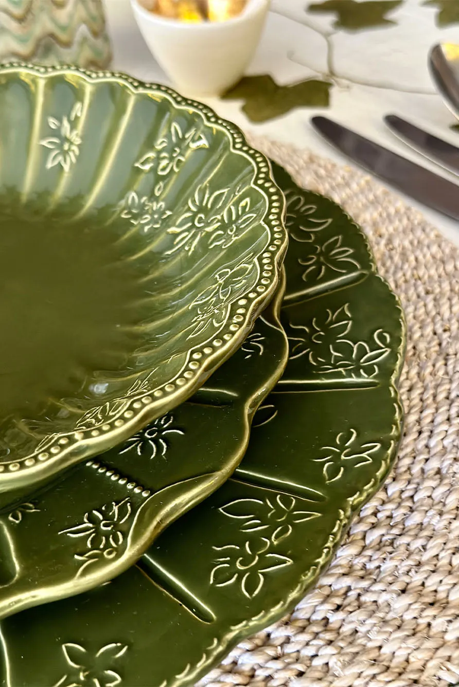 Bernadette's Falling Flower Green Oval Platter, 46cm