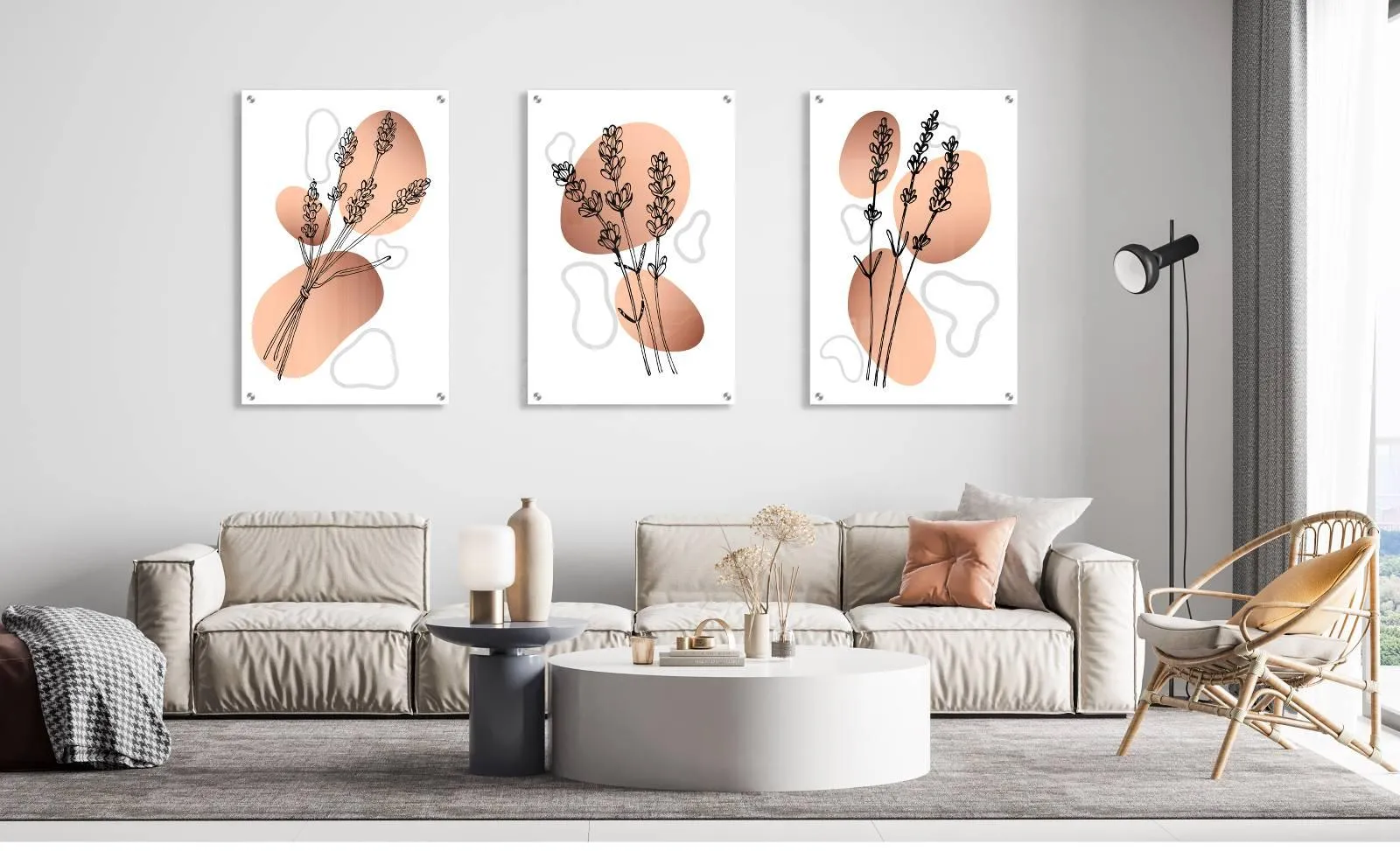 Botanical Design Set of 3 Prints Modern Wall Art Modern Artwork