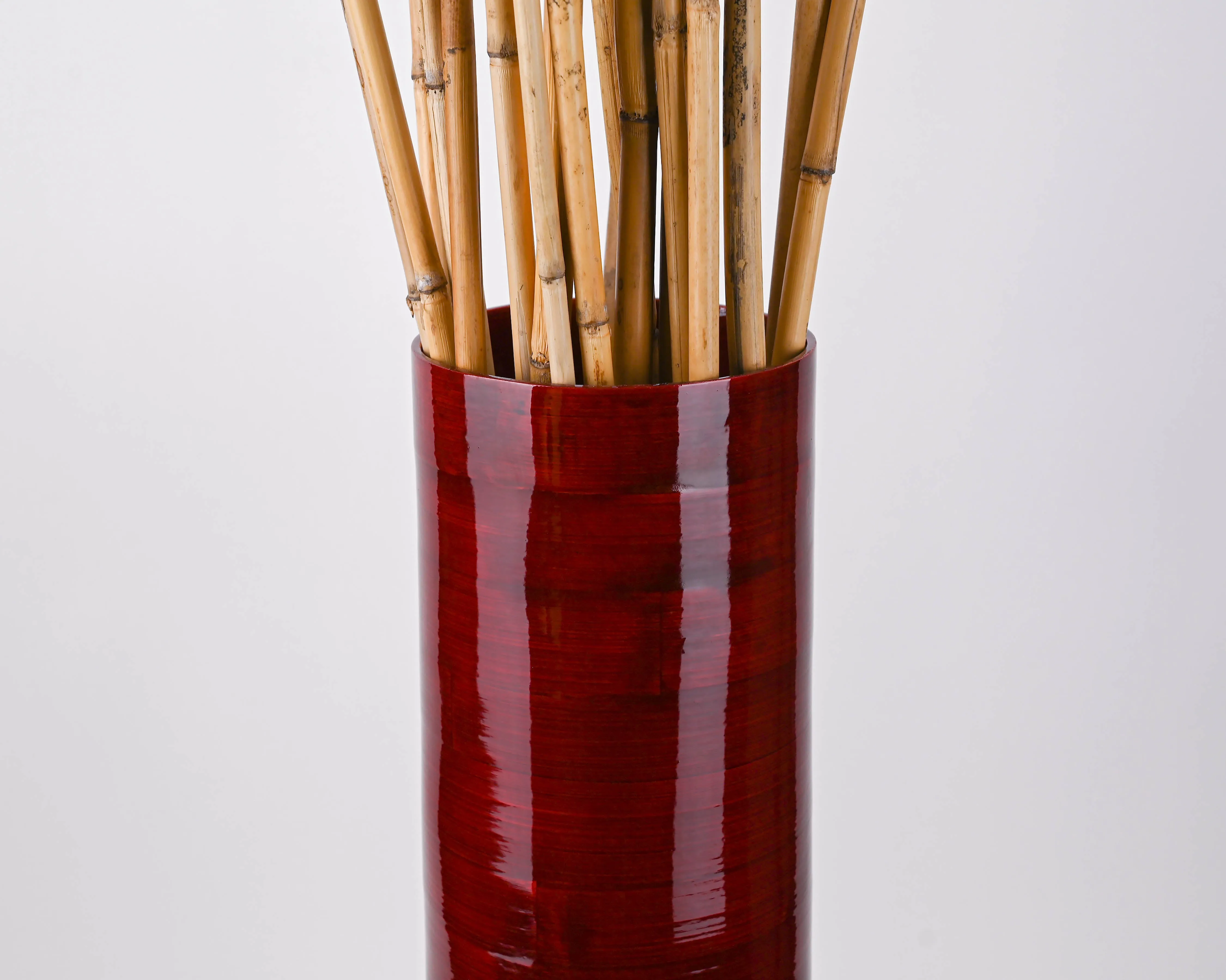 BUY ONE GET ONE FREE SALE!   25" Bamboo Cylinder Floor Vase - Red