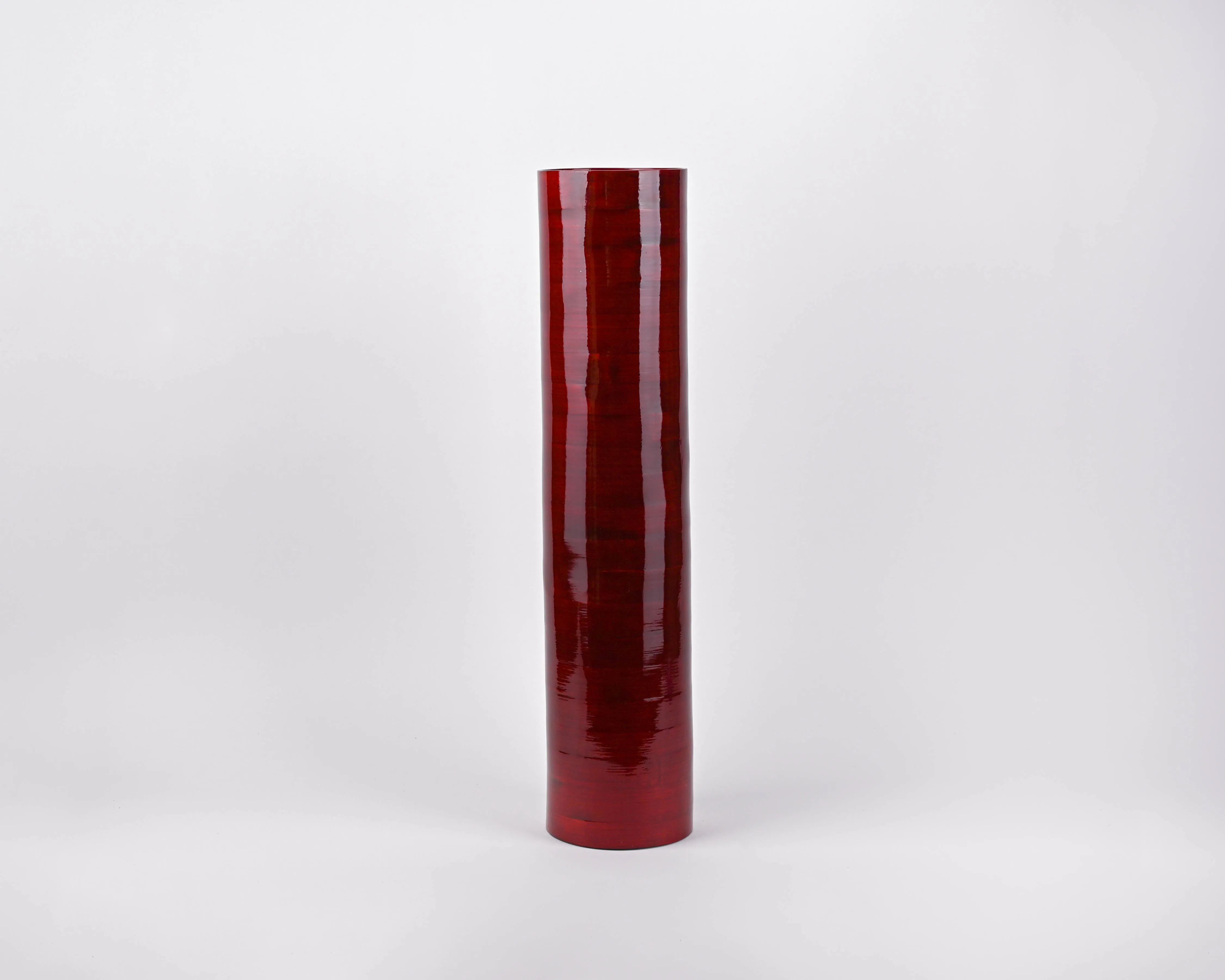 BUY ONE GET ONE FREE SALE!   25" Bamboo Cylinder Floor Vase - Red