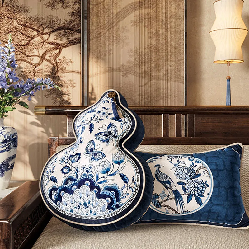 Chinese Classic Blue and White Cushion Series Butterfly/Gourd/Square Shaped Cushion Pillows Home Decor