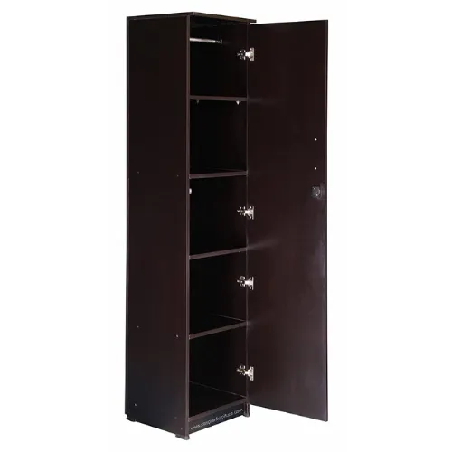 Coffee Brown Engineered Wood Single Door Wardrobe/Cupboard with 4 Shelves