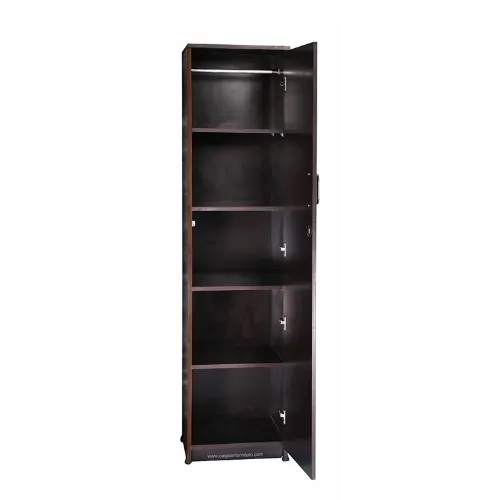 Coffee Brown Engineered Wood Single Door Wardrobe/Cupboard with 4 Shelves