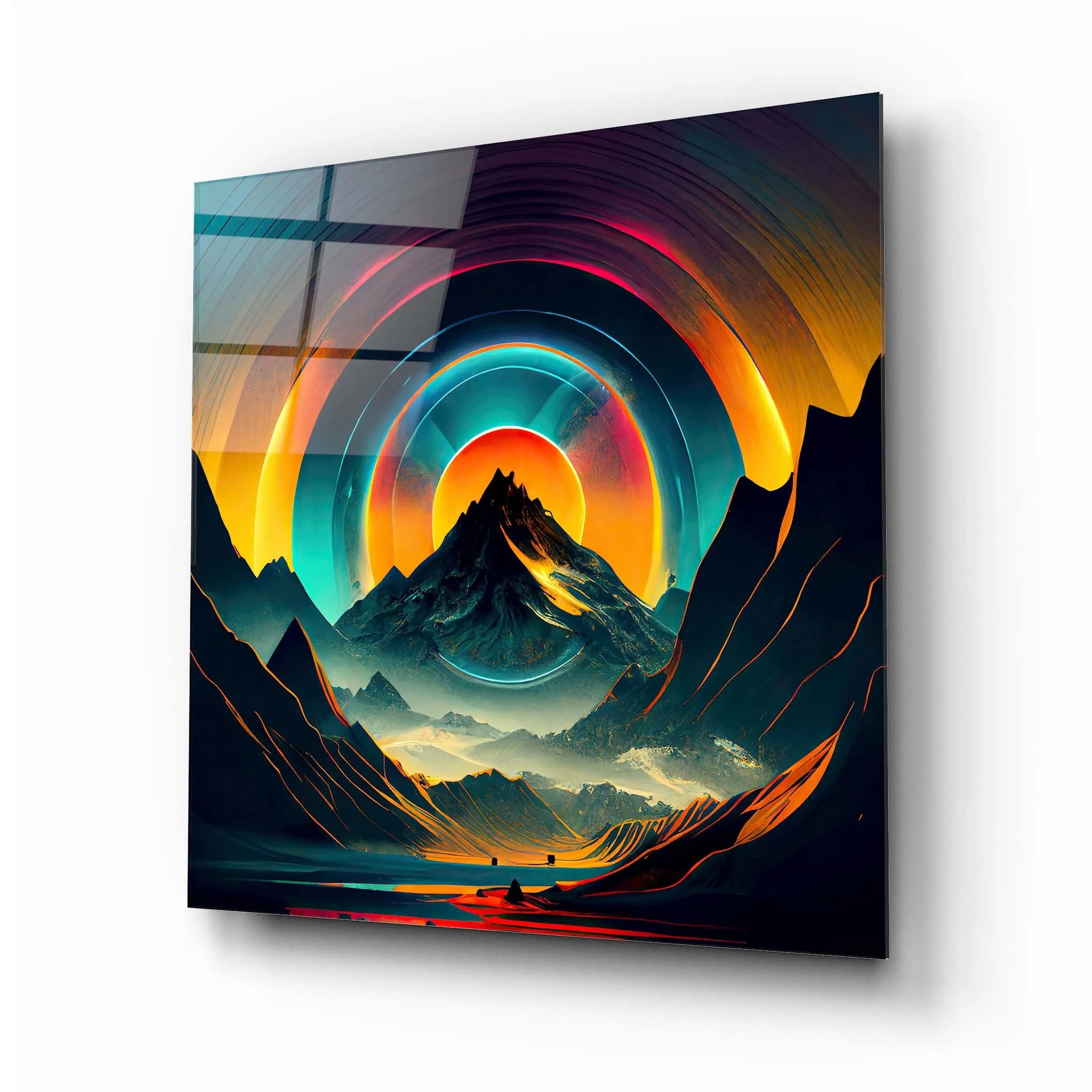 Colorful Mountain Glass Wall Art