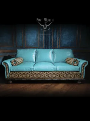 Cowboy Caribbean Blue Leather Sofa