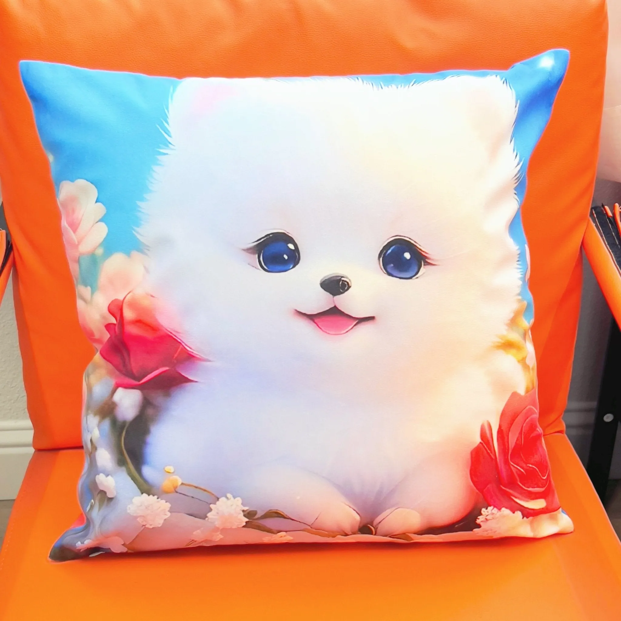 Cute Puppy Square Throw Pillows Animal Dog Lover for Living Room Bed Sofa Cushions