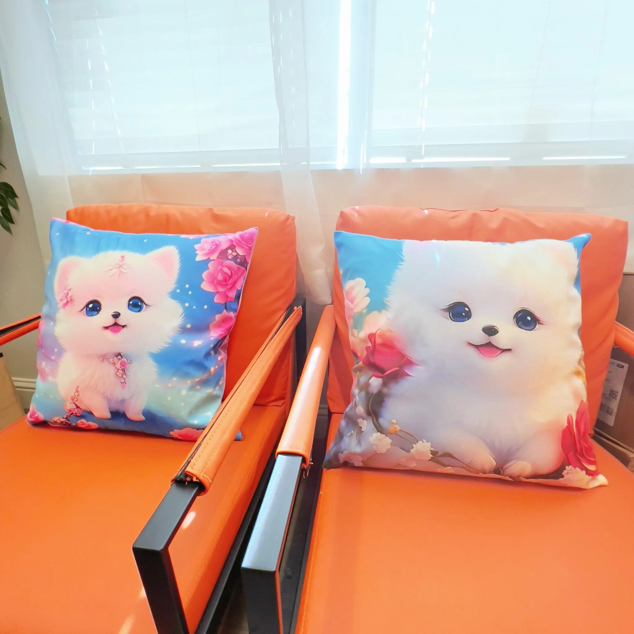 Cute Puppy Square Throw Pillows Animal Dog Lover for Living Room Bed Sofa Cushions