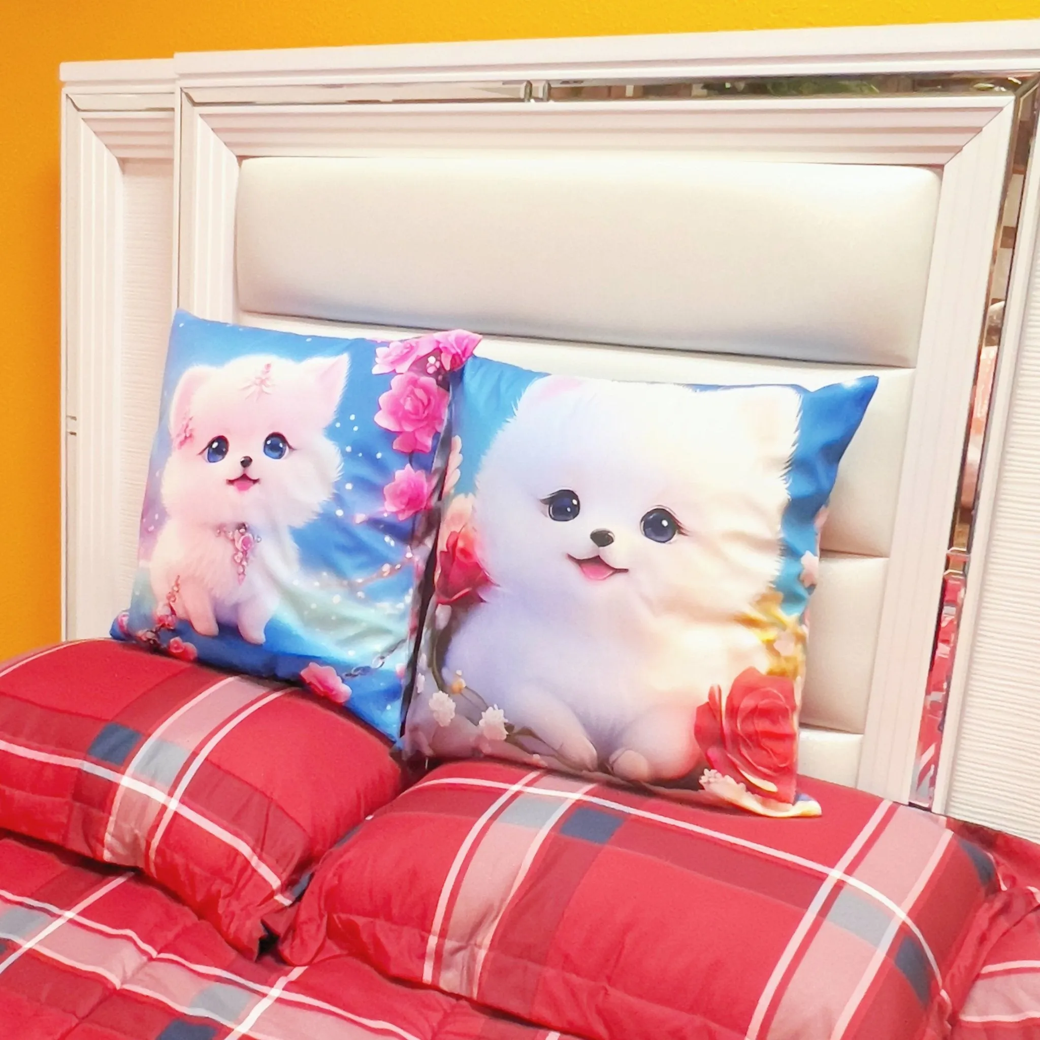 Cute Puppy Square Throw Pillows Animal Dog Lover for Living Room Bed Sofa Cushions