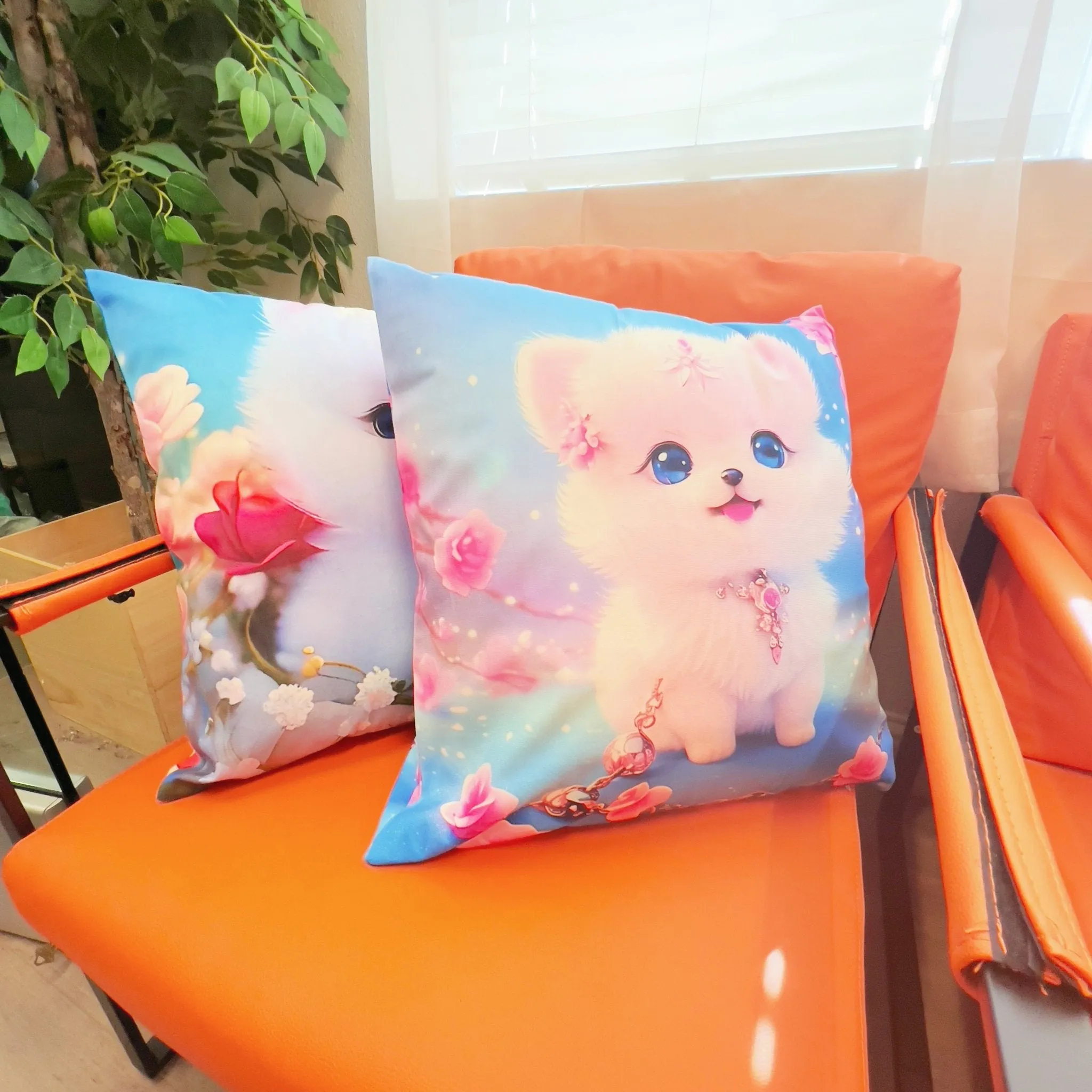 Cute Puppy Square Throw Pillows Animal Dog Lover for Living Room Bed Sofa Cushions