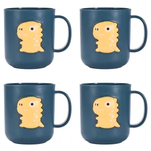 Dinosaur Mugs For Kids - Set Of 4 Plastic Mug In Assorted Colors - Dino Cups