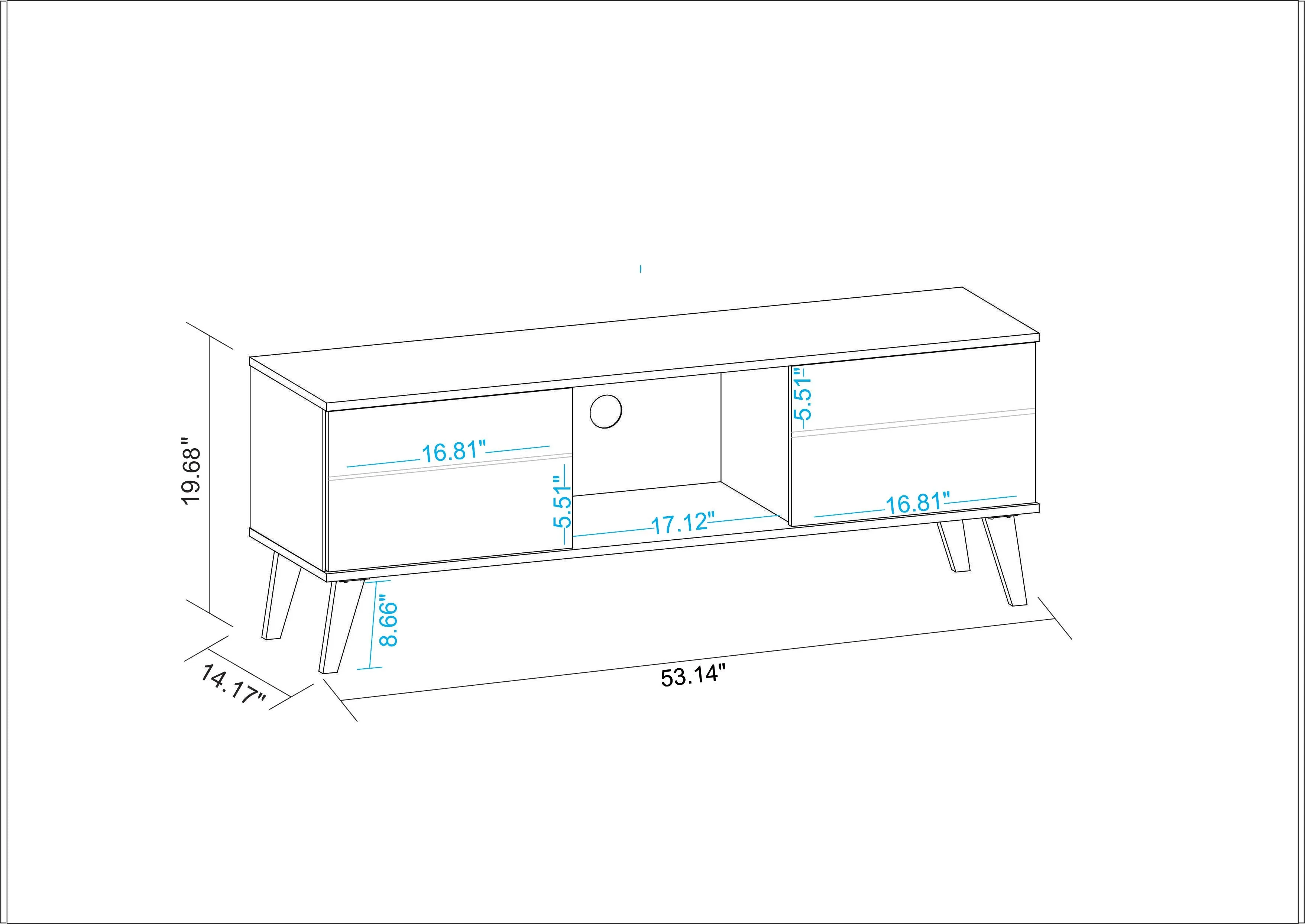 Doyers 53.15 Mid-Century Modern TV Stand in White and Marble Stamp