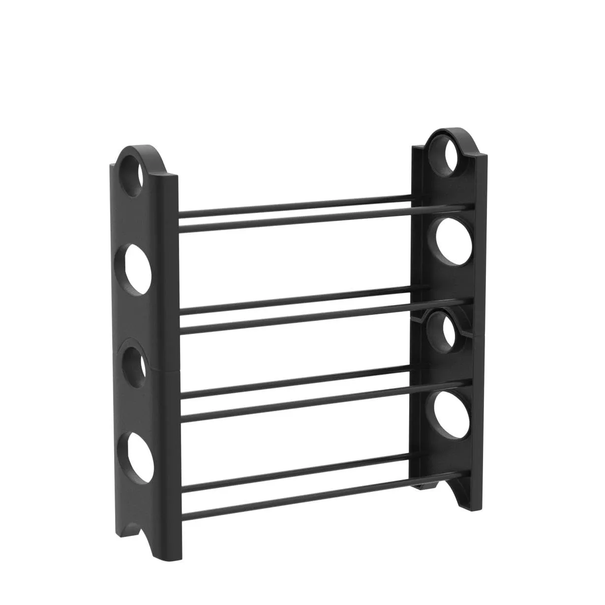 Ebee Easy to Assemble 4 Shelves, 12 Pair Metal & Plastic Shoe Rack, Black, 64.0 X 67.0 X 20.0 Cm