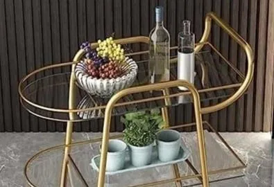 Elegant Three Tier Bar Cart Trolley with Clear Glass