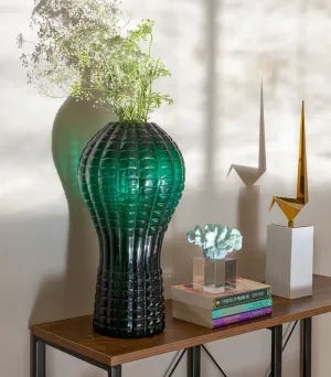 Emerald Checkered Bulb Vase