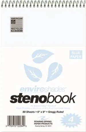 Enviroshades Steno Notebook' Gregg' 6 In. X 9 In.' Blue' 80 Sheets Per Pad' 4 Per Pack