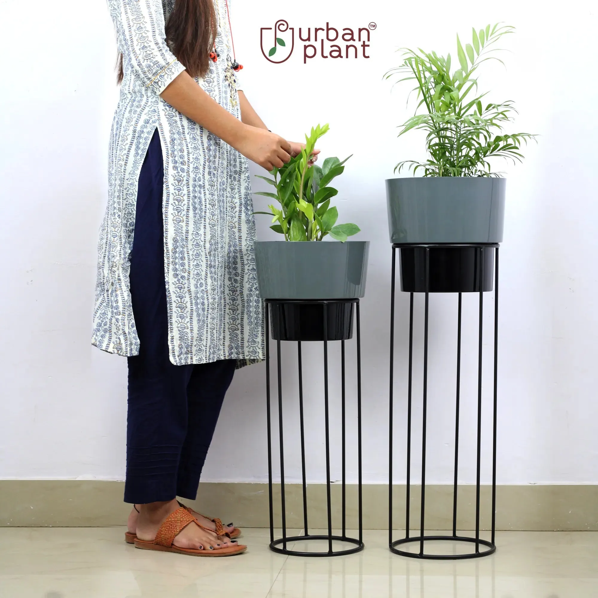 Exquisite Grey Planters - (Set of 2)