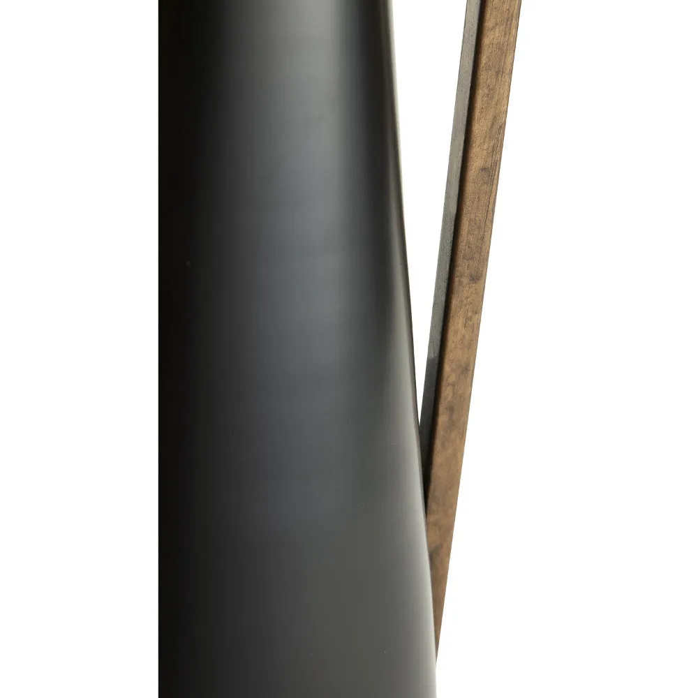 Ezra 20 Inch Decorative Flower Vase, Gold Handle, Angular Black Metal By Casagear Home